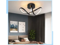 NETTLIFE Lámpara de techo LED moderna para sala de estar, negra, 12 W, interior, 3000 K, blanco cálido, LED integrado permanentemente