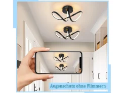NETTLIFE Lámpara de techo LED moderna para sala de estar, negra, 12 W, interior, 3000 K, blanco cálido, LED integrado permanentemente