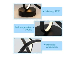 NETTLIFE Lámpara de techo LED moderna para sala de estar, negra, 12 W, interior, 3000 K, blanco cálido, LED integrado permanentemente