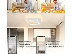 NETTLIFE Lámpara de techo LED 40W Lámparas modernas Sala de estar Dormitorio Regulable con control remoto Lámpara de de diseño blanca para pasillo