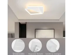 NETTLIFE Lámpara de techo LED 40W Lámparas modernas Sala de estar Dormitorio Regulable con control remoto Lámpara de de diseño blanca para pasillo