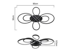 NETTLIFE Lámpara de Techo LED Negra Regulable 80 cm Salón 78W Dormitorio Moderna con Mando a Distancia Diseño Ideal para Comedor Oficina Cocina
