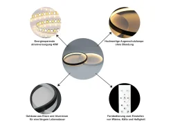 NETTLIFE Lámpara de Techo LED 45W, 3000K-6000K, 50CM Regulable Negro Moderno con Control Remoto Lámpara de Lámpara de de Diseño de Metal