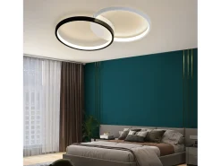 NETTLIFE Lámpara de Techo LED 45W, 3000K-6000K, 50CM Regulable Negro Moderno con Control Remoto Lámpara de Lámpara de de Diseño de Metal