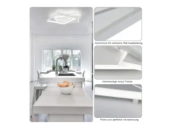 NETTLIFE Lámpara de Techo LED Lámpara Regulable para Sala de Estar Diseño Moderno de 50 W con Control Remoto de Metal para Comedor Cocina Dormitorio