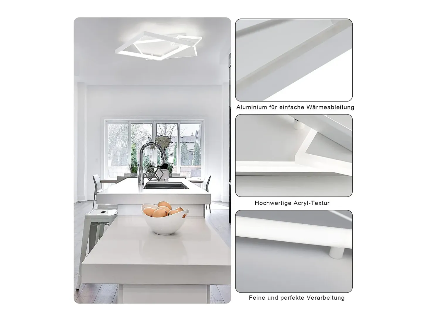 NETTLIFE Lámpara de Techo LED Lámpara Regulable para Sala de Estar Diseño Moderno de 50 W con Control Remoto de Metal para Comedor Cocina Dormitorio