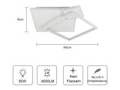 NETTLIFE Lámpara de Techo LED Lámpara Regulable para Sala de Estar Diseño Moderno de 50 W con Control Remoto de Metal para Comedor Cocina Dormitorio