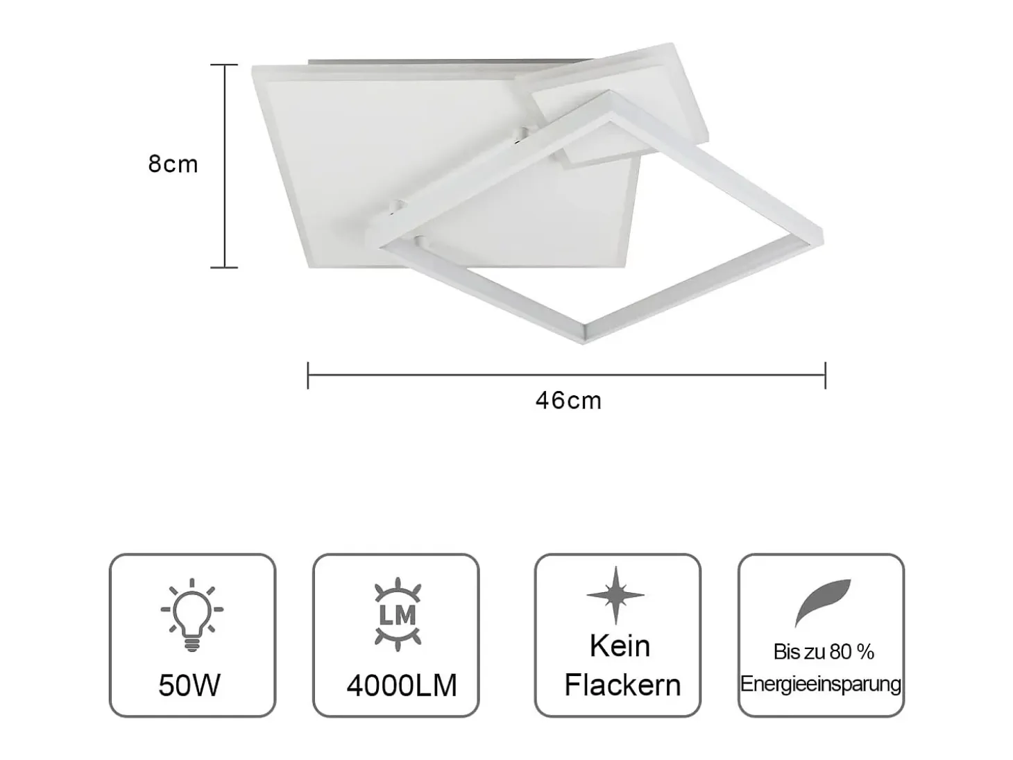 NETTLIFE Lámpara de Techo LED Lámpara Regulable para Sala de Estar Diseño Moderno de 50 W con Control Remoto de Metal para Comedor Cocina Dormitorio