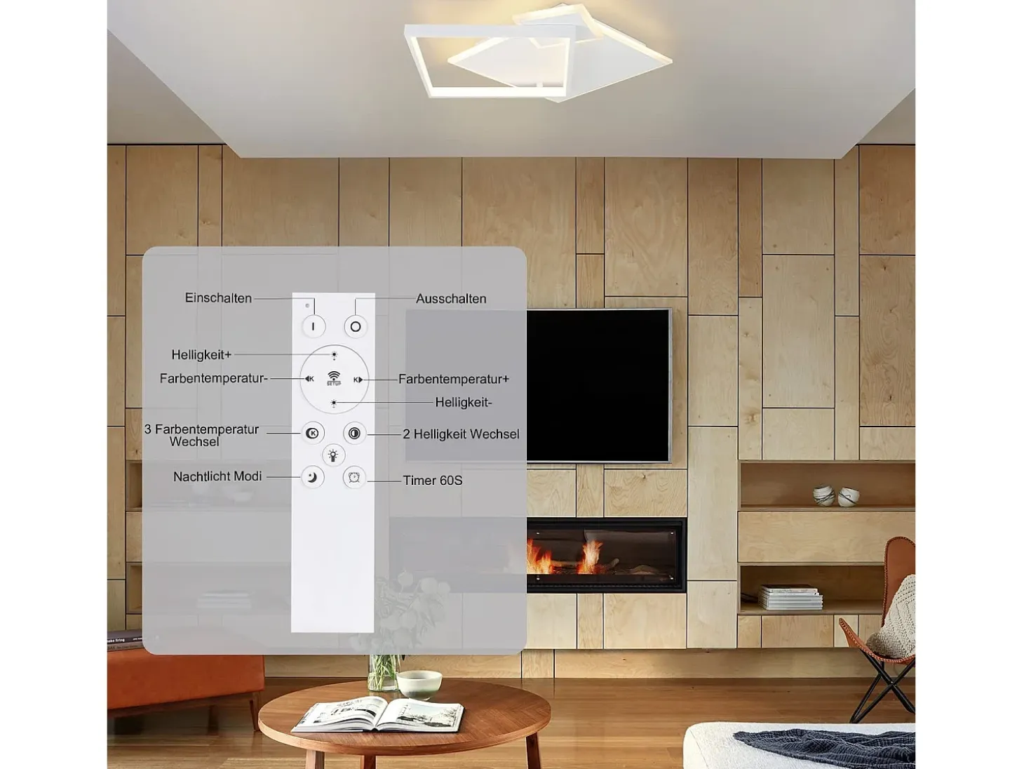 NETTLIFE Lámpara de Techo LED Lámpara Regulable para Sala de Estar Diseño Moderno de 50 W con Control Remoto de Metal para Comedor Cocina Dormitorio
