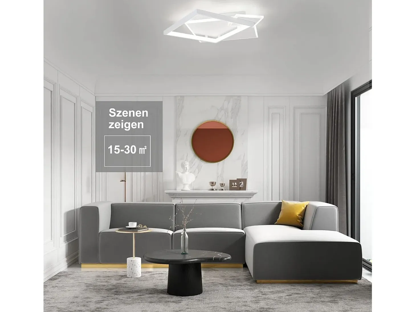 NETTLIFE Lámpara de Techo LED Lámpara Regulable para Sala de Estar Diseño Moderno de 50 W con Control Remoto de Metal para Comedor Cocina Dormitorio