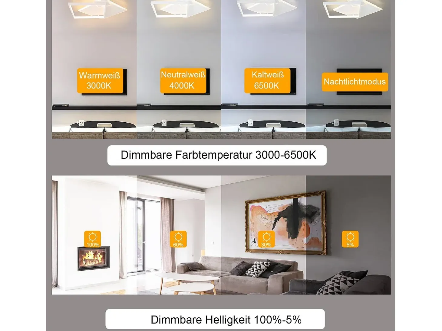 NETTLIFE Lámpara de Techo LED Lámpara Regulable para Sala de Estar Diseño Moderno de 50 W con Control Remoto de Metal para Comedor Cocina Dormitorio