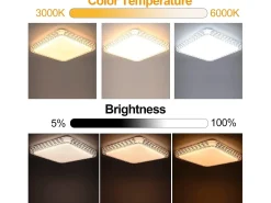 NETTLIFE Lámpara de Techo LED Moderna Cuadrada 30CM Diseño de Cielo Estrellado de Cristal Regulable con Control Remoto Blanco Pequeño para