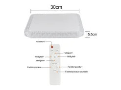 NETTLIFE Lámpara de Techo LED Moderna Cuadrada 30CM Diseño de Cielo Estrellado de Cristal Regulable con Control Remoto Blanco Pequeño para