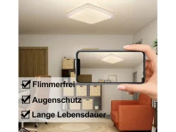 NETTLIFE Lámpara de Techo LED Moderna Cuadrada 30CM Diseño de Cielo Estrellado de Cristal Regulable con Control Remoto Blanco Pequeño para