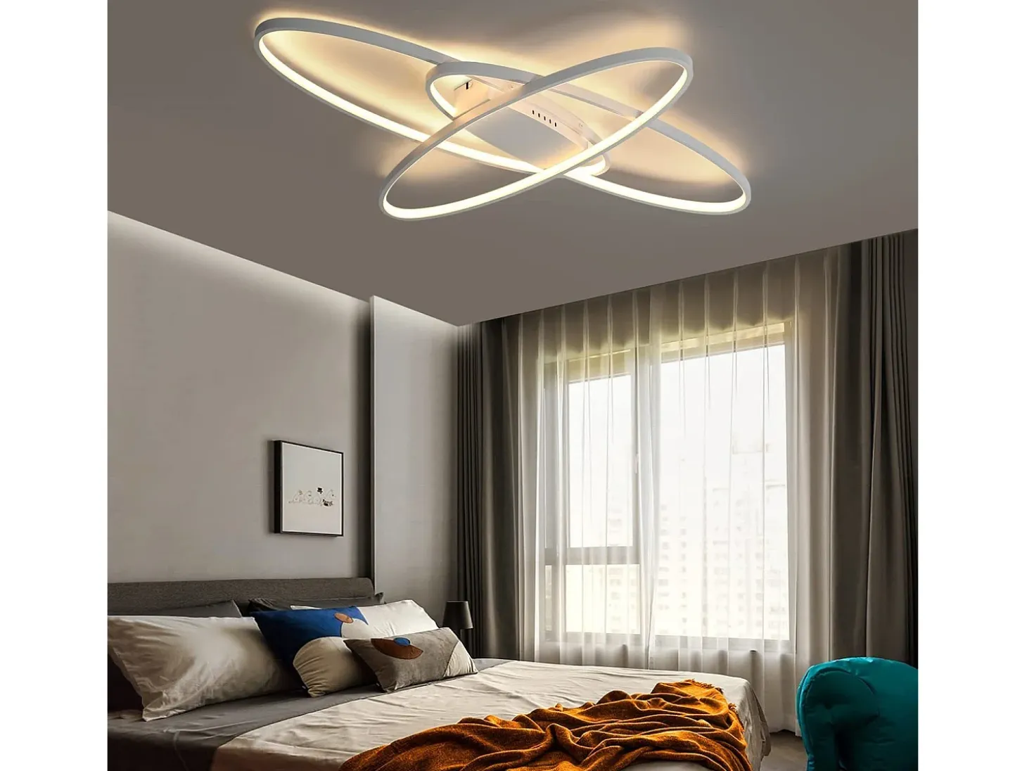 NETTLIFE Lámpara de Techo LED Lámpara Moderna Regulable Lámpara de Dormitorio Blanca con Control Remoto 75W Diseño de Interiores para Estudio