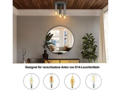 NETTLIFE Lámpara de Techo Vintage E14 de 3 Focos Lámpara de Dormitorio Gris Industrial Retro con araña de Metal para Sala de Estar Bar, máx. 25W