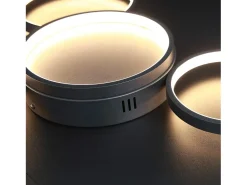 NETTLIFE Lámpara de Techo LED Negra Regulable con Mando a Distancia Diseño Moderno 4 Anillos 52W Interior Aluminio Comedor Dormitorio Infantil