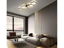 NETTLIFE Lámpara de Techo LED 37W 3000k Blanco Cálido Anillo Redondo Moderno Negro 89cm Lámpara de Escritorio de Diseño para Dormitorio Sala de Estar