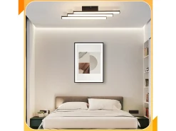 NETTLIFE Lámpara de techo para salón, dormitorio, moderna, color negro, 18 W, diseño interior, 3000 K, blanco cálido