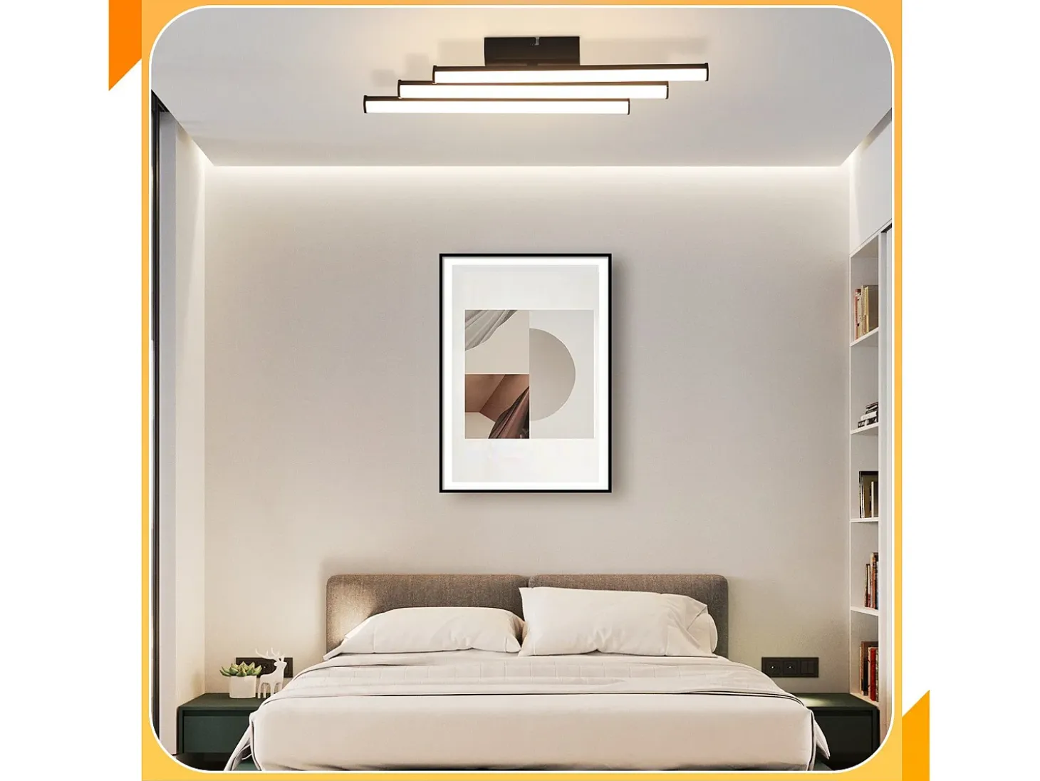 NETTLIFE Lámpara de techo para salón, dormitorio, moderna, color negro, 18 W, diseño interior, 3000 K, blanco cálido