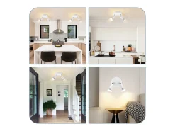 NETTLIFE Lámpara de Techo LED GU10 - 2 Focos de Techo Redondos Modernos de 350° para Cocinas Pasillo Dormitorio Sala de Estar - Sin Bombilla blanca