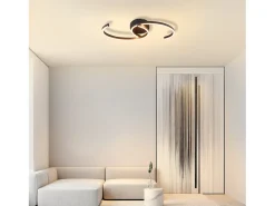 NETTLIFE Lámpara de Techo LED Moderna 60 cm Negro 24 W Blanco Cálido Lámpara de Salón para Dormitorio Cocina Pasillo Comedor