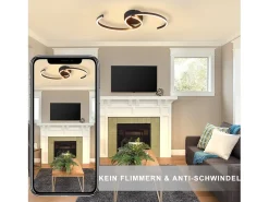 NETTLIFE Lámpara de Techo LED Moderna 60 cm Negro 24 W Blanco Cálido Lámpara de Salón para Dormitorio Cocina Pasillo Comedor
