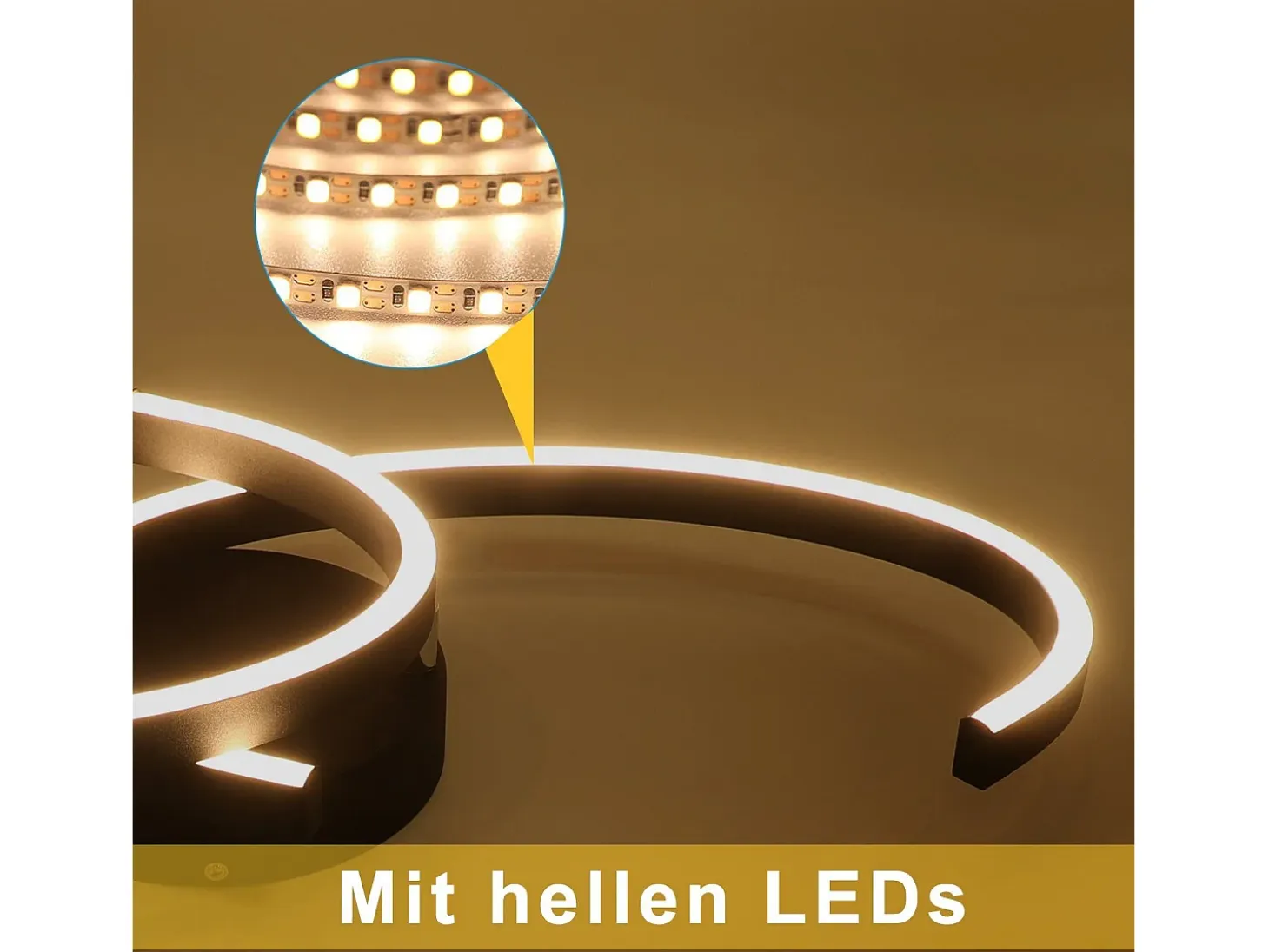 NETTLIFE Lámpara de Techo LED Moderna 60 cm Negro 24 W Blanco Cálido Lámpara de Salón para Dormitorio Cocina Pasillo Comedor