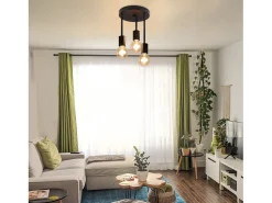NETTLIFE Lámpara de techo negra vintage - Foco de techo suspendido E27 de 3 luces con 3 puntos