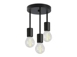 NETTLIFE Lámpara de techo negra vintage - Foco de techo suspendido E27 de 3 luces con 3 puntos