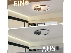 NETTLIFE Lámpara de techo LED para sala de estar, 24 W, color negro, moderna, 2 anillos, 3000 K, blanco cálido