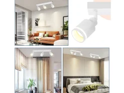 NETTLIFE Lámpara de techo moderna blanca con 3 focos de metal ajustables GU10, sin bombilla