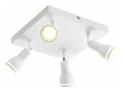 NETTLIFE Lámpara de techo LED 4 focos cuadrados de techo blanco foco de pared ajustable GU10 interior metal
