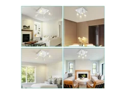 NETTLIFE Lámpara de techo LED 4 focos cuadrados de techo blanco foco de pared ajustable GU10 interior metal