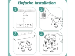 NETTLIFE Lámpara de techo LED 4 focos cuadrados de techo blanco foco de pared ajustable GU10 interior metal