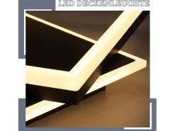 NETTLIFE Lámpara de Techo LED Dormitorio Negro Regulable 42W Moderno con Mando a Distancia Acrílico Cuadrado para Salón Cocina Comedor