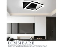 NETTLIFE Lámpara de Techo LED Dormitorio Negro Regulable 42W Moderno con Mando a Distancia Acrílico Cuadrado para Salón Cocina Comedor