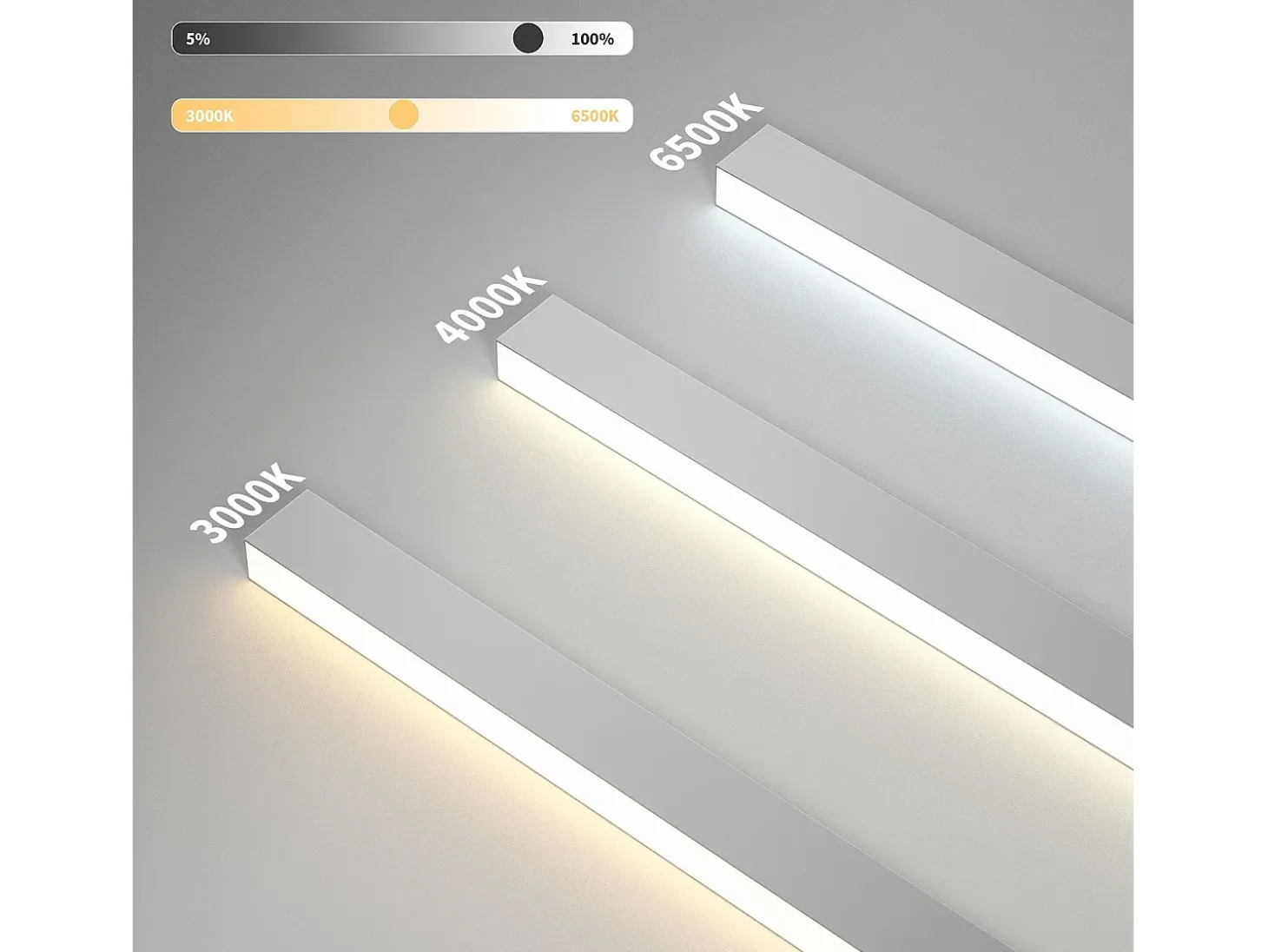 NETTLIFE Lámpara de Techo LED Moderna Lámpara de Escritorio de Techo de 80 CM de Largo 25 W Regulable con Control Remoto para Sala de Estar Dormitorio