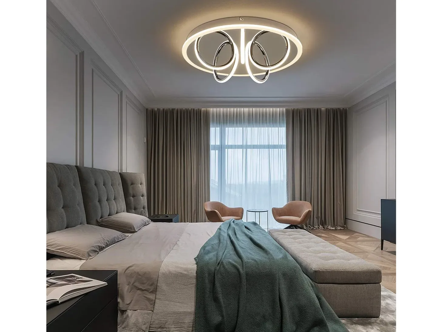 NETTLIFE Lámpara de Techo LED Luz de Salón Blanco Cálido 41W, 3000K, 43 x 12,5 cm Lámpara Moderna para Dormitorio Habitación de los Niños, Pasillo