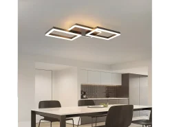 NETTLIFE Lámpara de techo LED , 48 W, regulable, lámpara de ,lámpara de diseño moderno, color negro, con mando a distancia, lámpara de para dormitorio