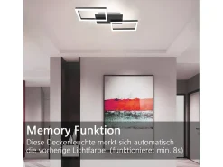 NETTLIFE Lámpara de techo LED , 48 W, regulable, lámpara de ,lámpara de diseño moderno, color negro, con mando a distancia, lámpara de para dormitorio