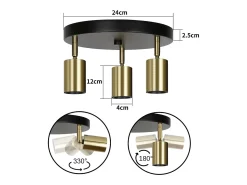 NETTLIFE Lámpara de techo 3 focos Máx. Lámpara de araña giratoria moderna redonda con llama Vintage E27 de 25W para dormitorio, , ,, sala de estar