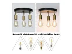 NETTLIFE Lámpara de techo 3 focos Máx. Lámpara de araña giratoria moderna redonda con llama Vintage E27 de 25W para dormitorio, , ,, sala de estar