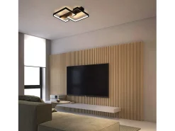 NETTLIFE Lámpara de techo LED 35W lámpara de salón negra regulable con mando a distancia lámpara de mesa de comedor de diseño moderno lámpara