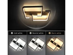 NETTLIFE Lámpara de techo LED 35W lámpara de salón negra regulable con mando a distancia lámpara de mesa de comedor de diseño moderno lámpara