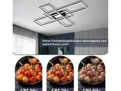 NETTLIFE Lámpara de Techo LED Lámpara de Sala de Estar Negra Lámpara Regulable Moderna con Control Remoto 50 W Dormitorio Grande para Cocina