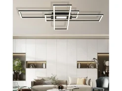 NETTLIFE Lámpara de Techo LED Lámpara de Sala de Estar Negra Lámpara Regulable Moderna con Control Remoto 50 W Dormitorio Grande para Cocina