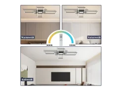NETTLIFE Lámpara de Techo LED Lámpara de Sala de Estar Negra Lámpara Regulable Moderna con Control Remoto 50 W Dormitorio Grande para Cocina