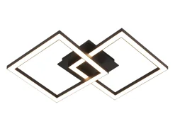 NETTLIFE Lámpara de Techo LED 24W Negro Diseño Moderno Cuadrado Blanco Cálido para Salón Dormitorio Cocina Pasillo