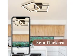 NETTLIFE Lámpara de Techo LED 24W Negro Diseño Moderno Cuadrado Blanco Cálido para Salón Dormitorio Cocina Pasillo